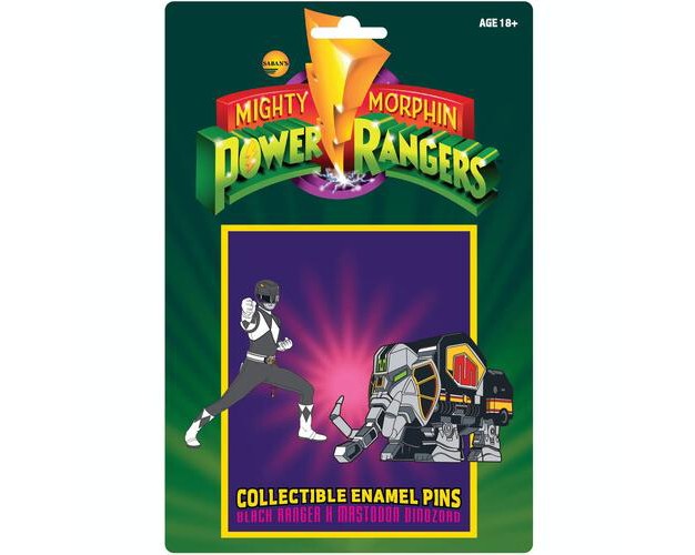 Icon Heroes Icon Heroes Power Rangers Black Ranger X Mastodon Zord Retro Pin Set