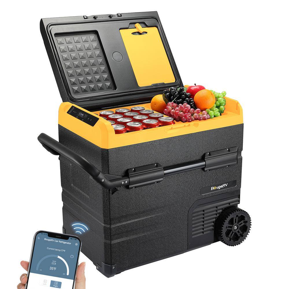 BougeRV 59 qt. Food  Beverage Chest Cooler 12 Volt Car Refrigerator Dual Zone Portable Freezer Fridge APP Control HD05501