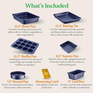 NutriChef Carbon Steel Non-Stick Blue Diamond Coating Inside and Outside Bake Tray Sheet Bakeware Set (6-Pieces) NCBK6TRB