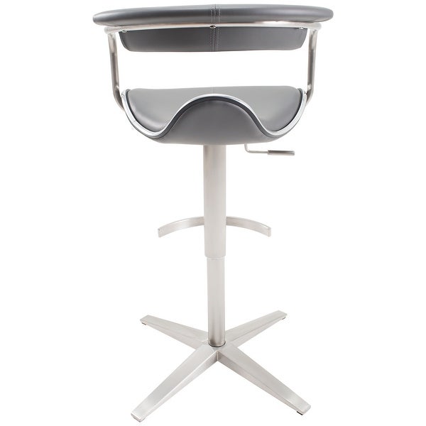 MIX Brushed Stainless Steel Adjustable Height Swivel Faux Leather Stool with Arms With X Base