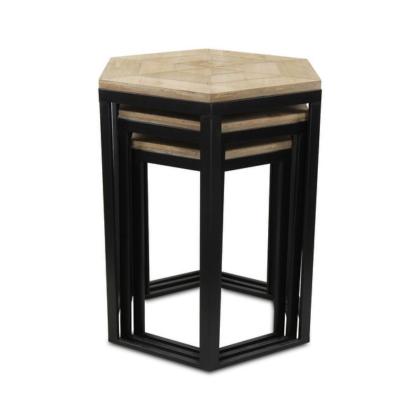 Set of 3 Brown Contemporary Hexagon Nesting Tables 24.75