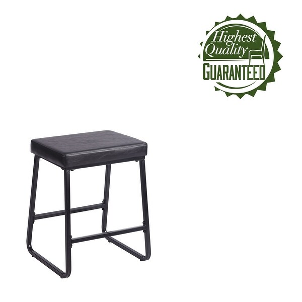 Porthos Home Setia Counter Stools Set of 2， PU Leather， Iron Legs