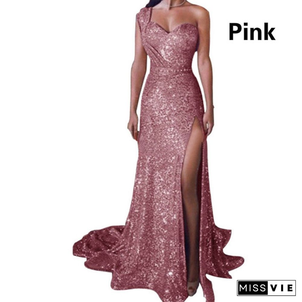 Plus Size Chic Women Sexy Formal Prom Dress Party Ball Gown Evening Long Bridesmaid Dress Single Shoulder Full Dress