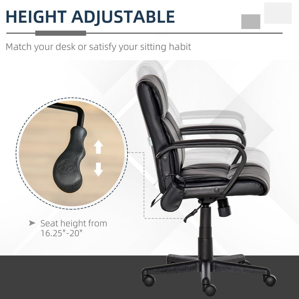 Vinsetto Black PU Sponge Steel Nylon Massaging Office Chair with Adjustable Height 921-442