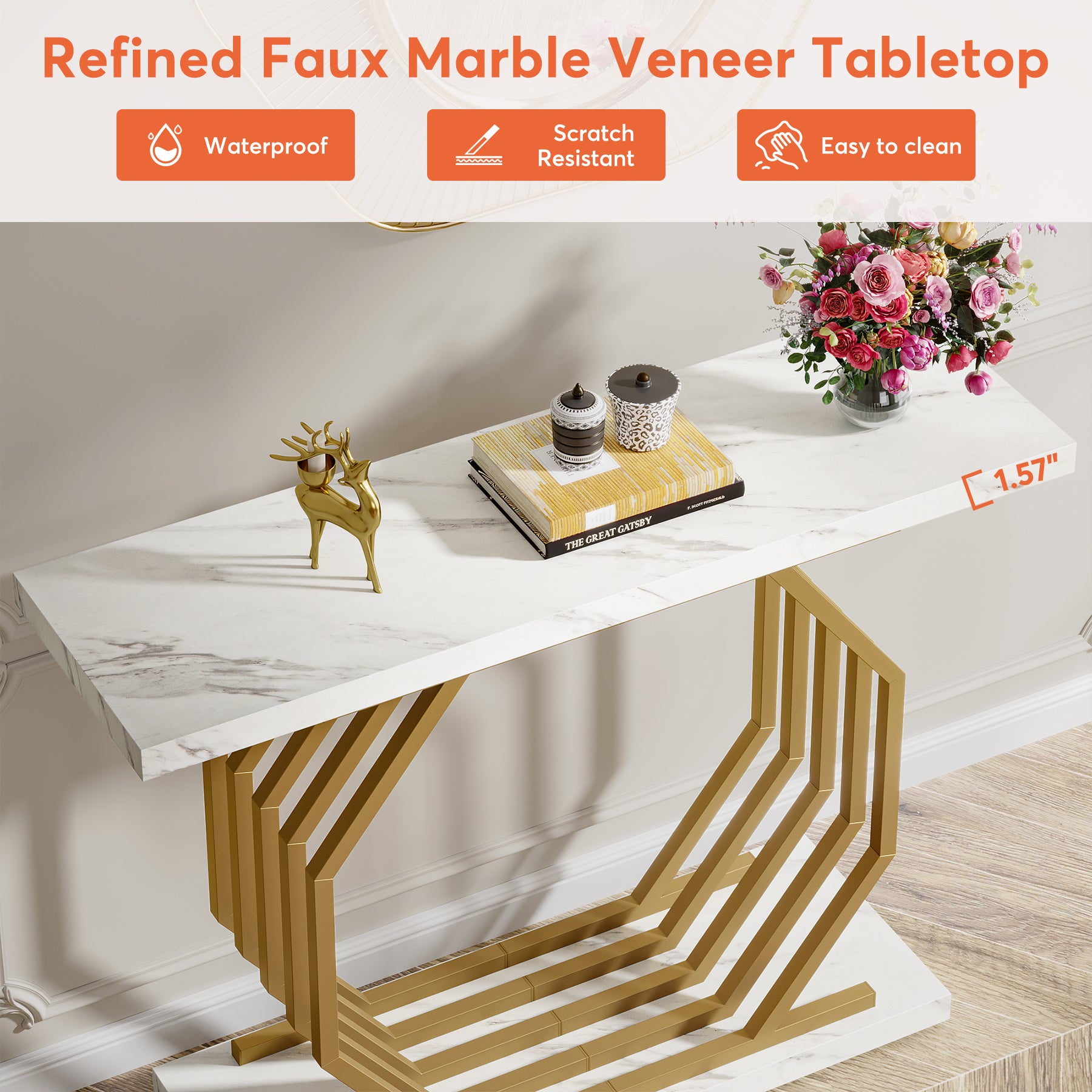 Faux Marble Console Table, 40