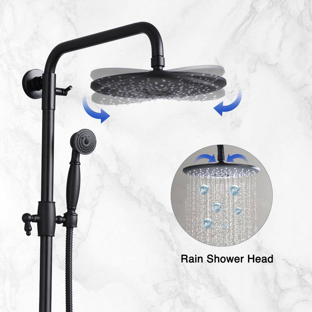 PROOX 2-Spray Round High-Pressure Wall Bar Shower Kit with Hand Shower in Matte Black PRAE383-MB