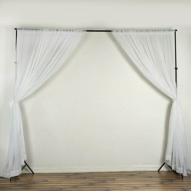 2 Pack White Chiffon Backdrop Drape Curtains, Inherently Flame Resistant Sheer Premium Organza Event Divider Panels With Rod Pockets - 10ftx10ft