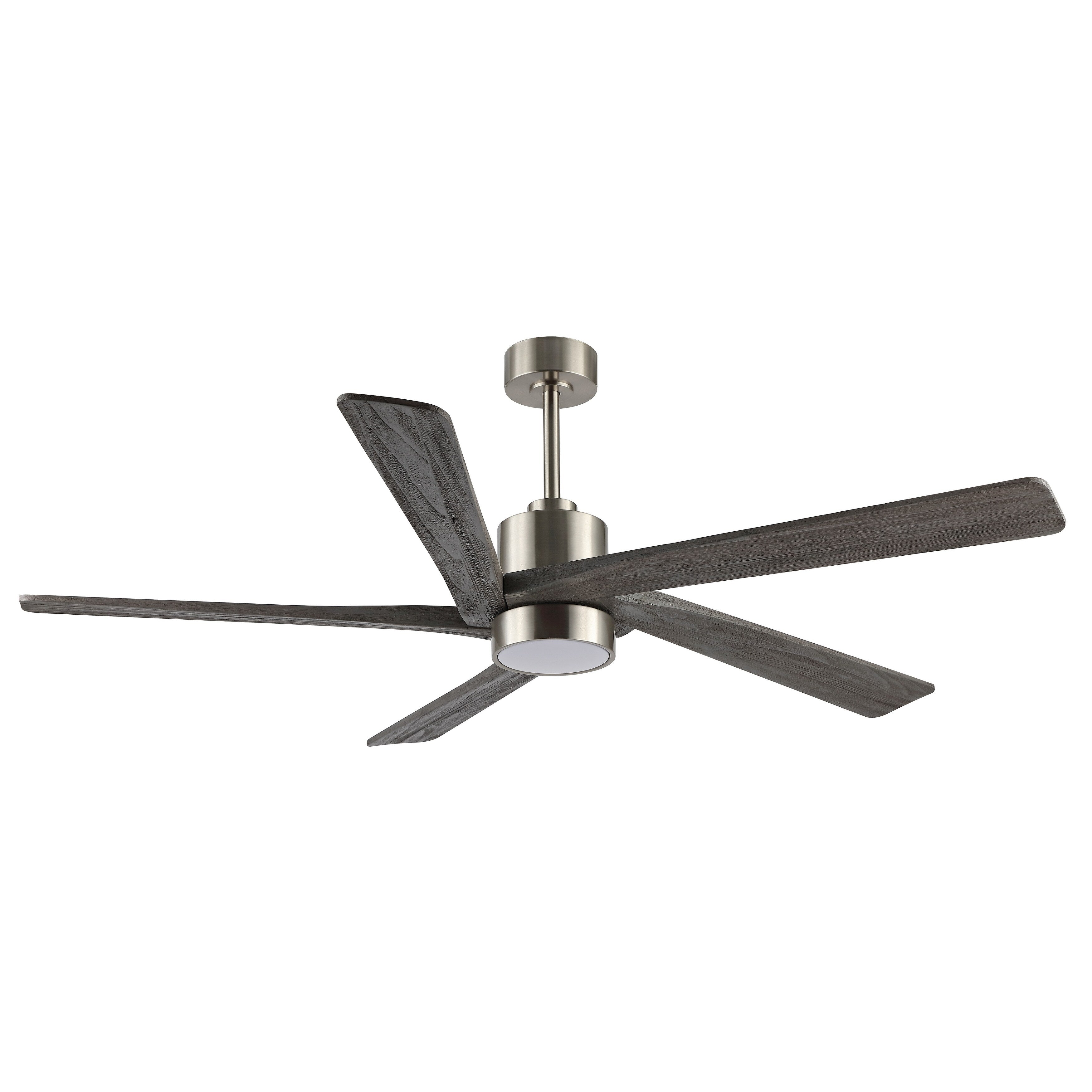 WINGBO 64 Inch DC Ceiling Fan with Lights and Remote Control， 5 Reversible Carved Wood Blades - N/A Brass/White