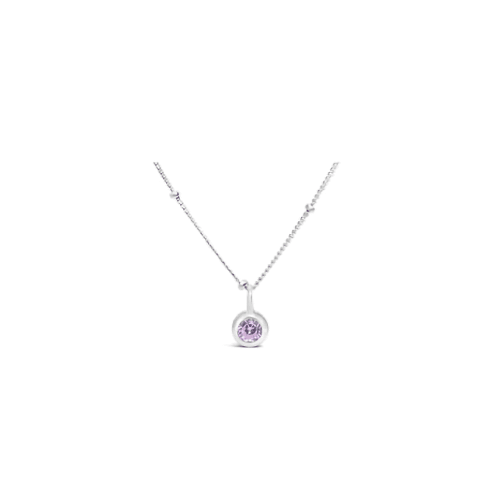 Stia  Pink Tourmaline CZ Birthstone Necklace (October)