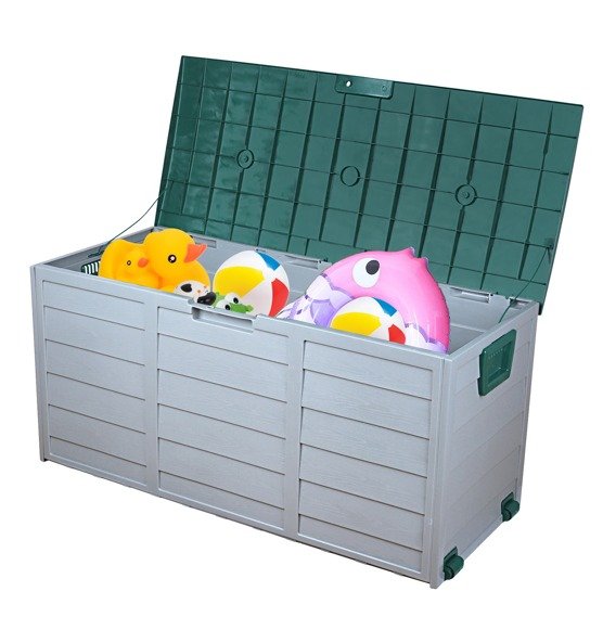 75gal 260L Outdoor Garden Plastic Storage Deck Box Chest Tools Cushions Toys Lockable Seat