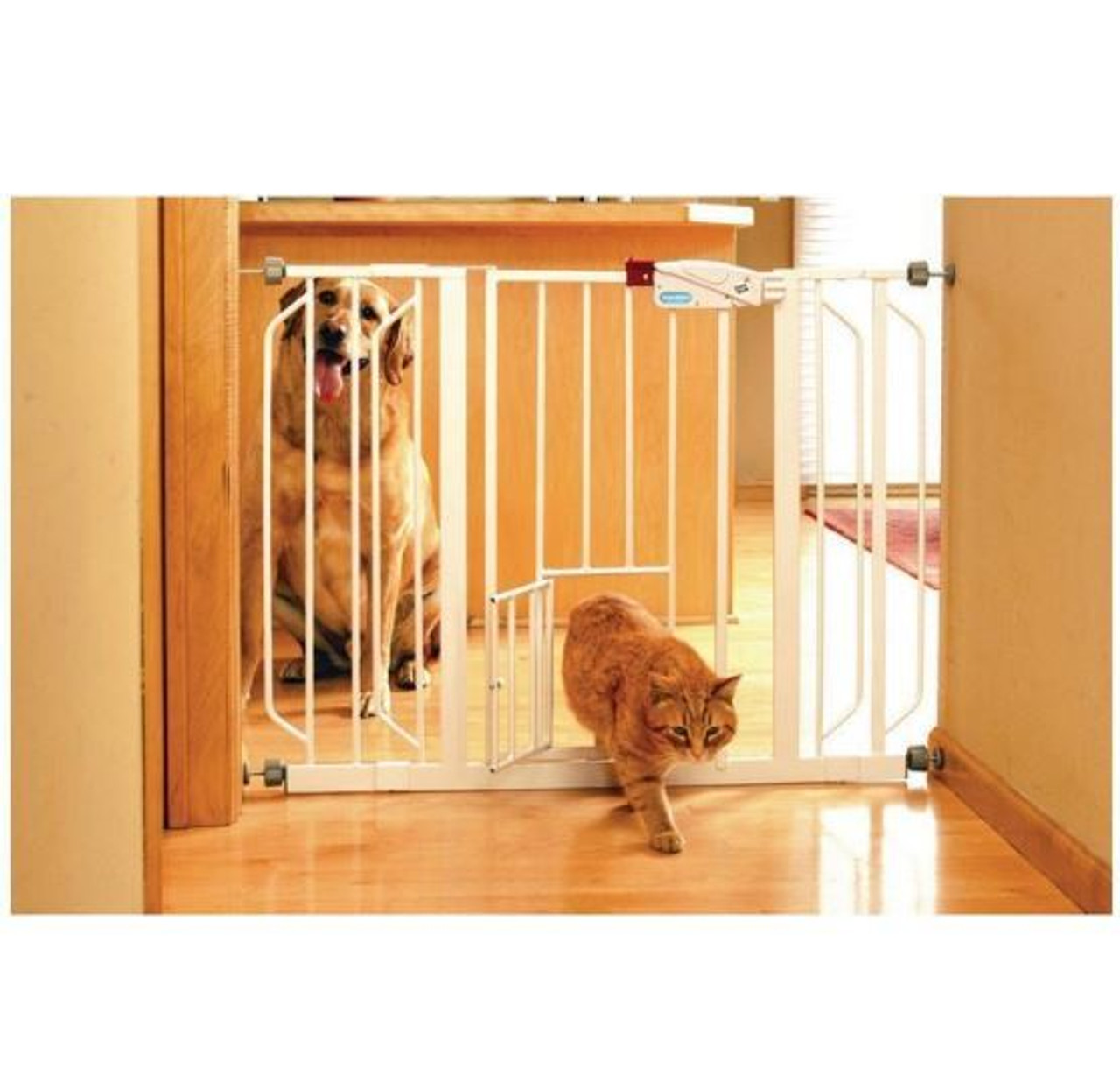 Carlson Extra Wide Walk-Thru Pet Gate With Pet Door， White