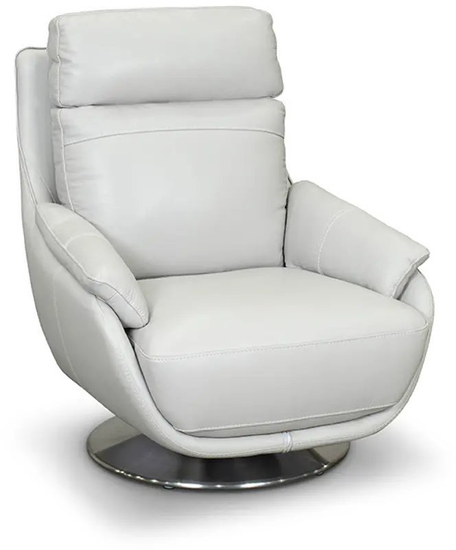 Dove Gray Leather Swivel Chair - Vio