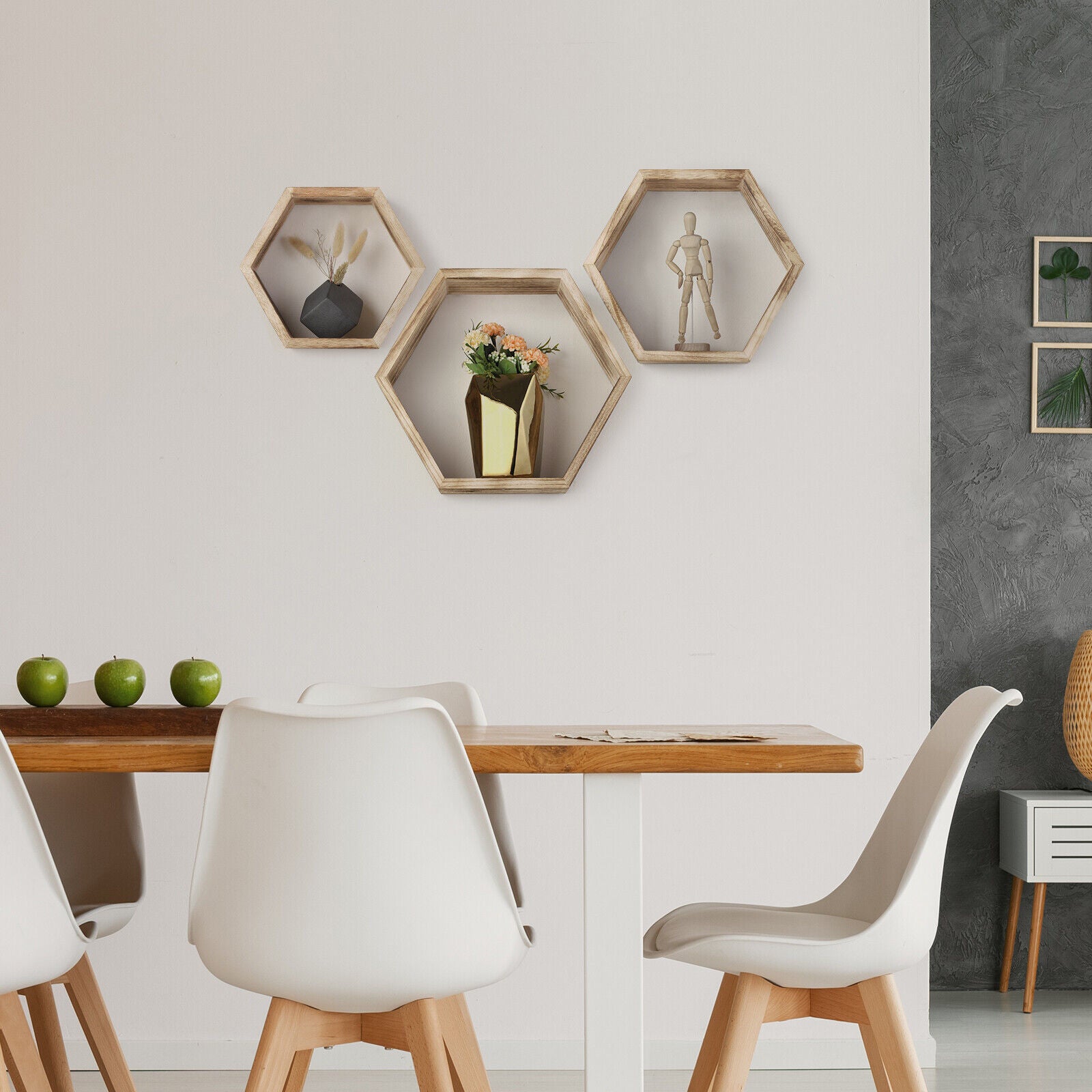 3pcs Shelves Wall Floating Hexagon Plant Shelves Home Decor Shelf for Bedroom