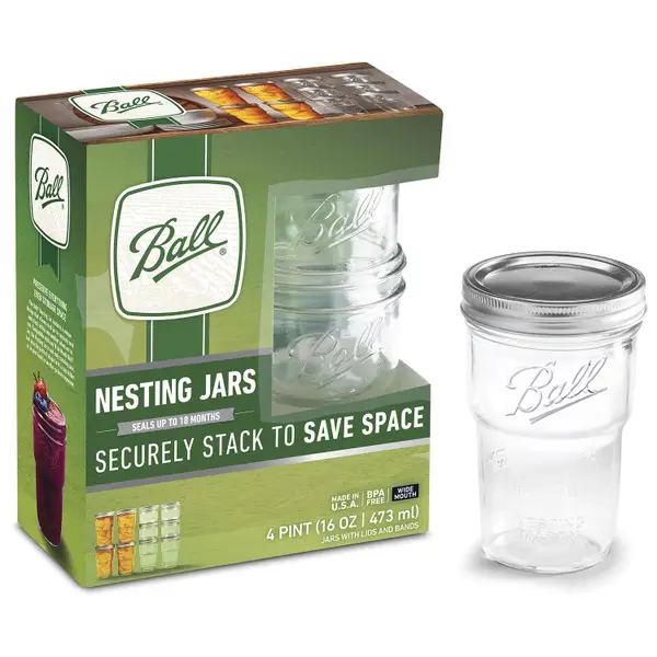 Ball 4-Pack 16 oz Pint Wide Mouth Nesting Jar