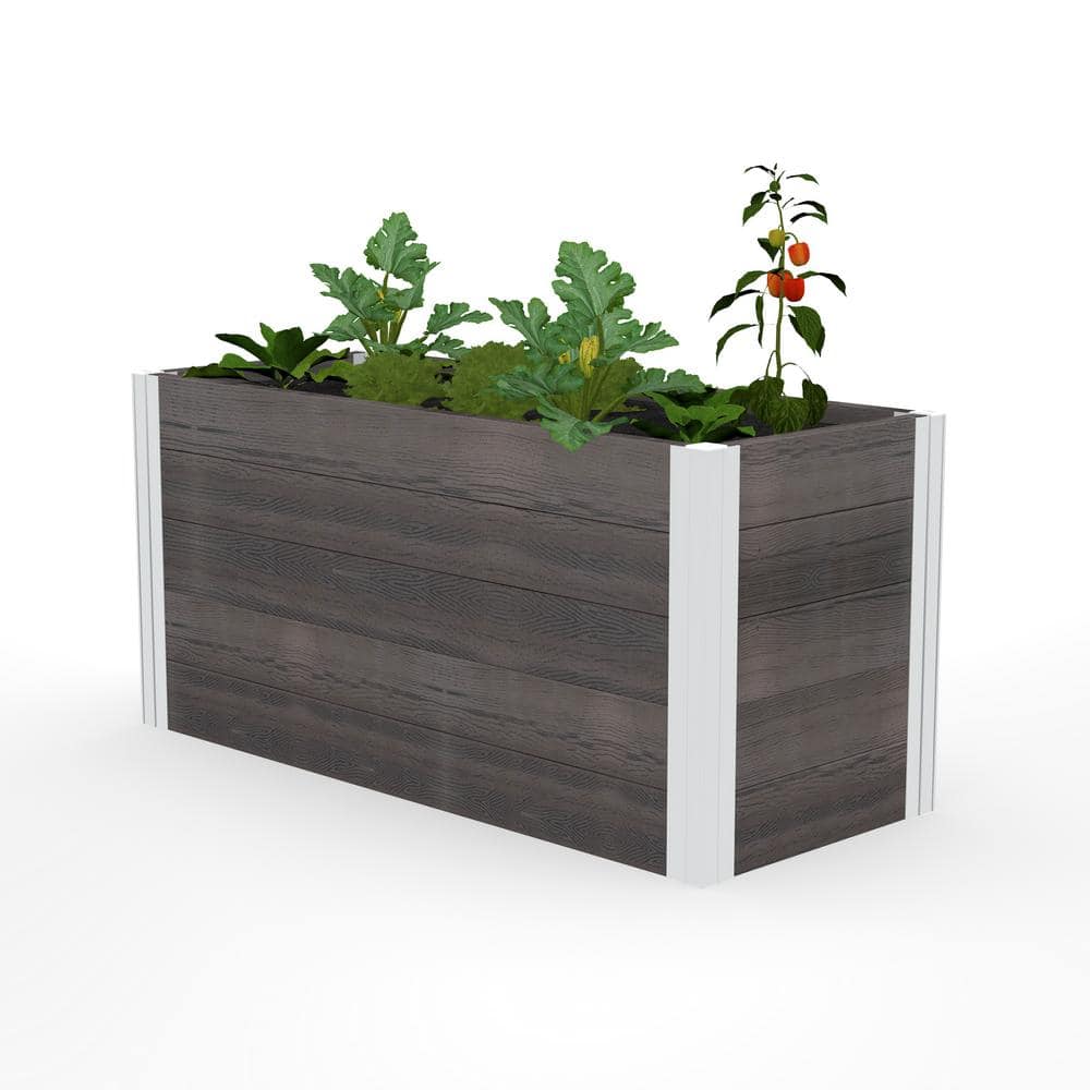 VITA Urbana 39quotL x 16quotW x 18quotH Small Vinyl Parklette Planter Slate Gray VT17612 VT17612