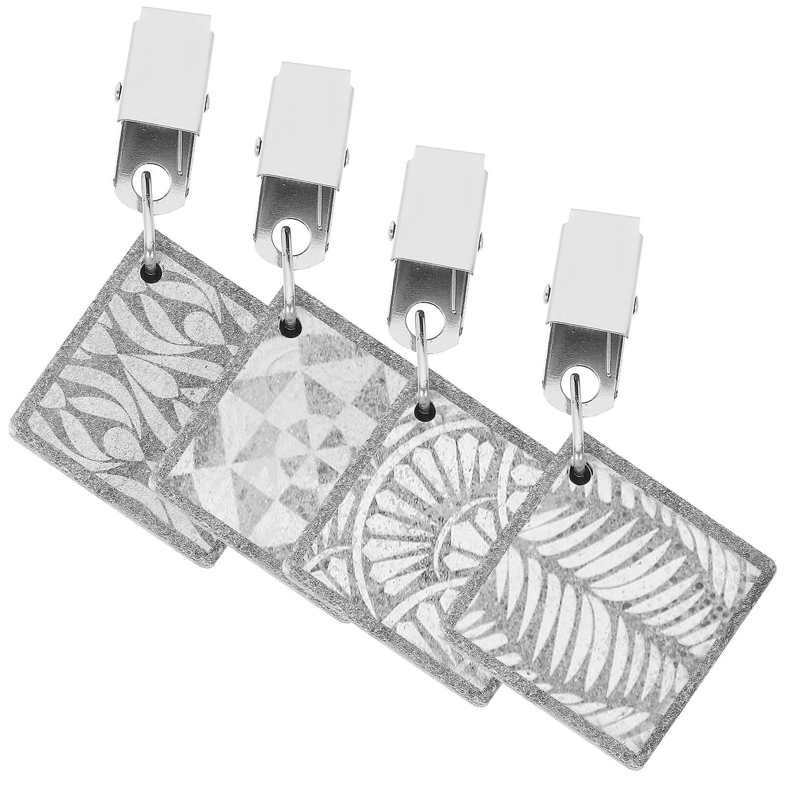 4pcs Tablecloth Weights Tablecloth Pendants Stone Table Covers Weights With Metal Clips