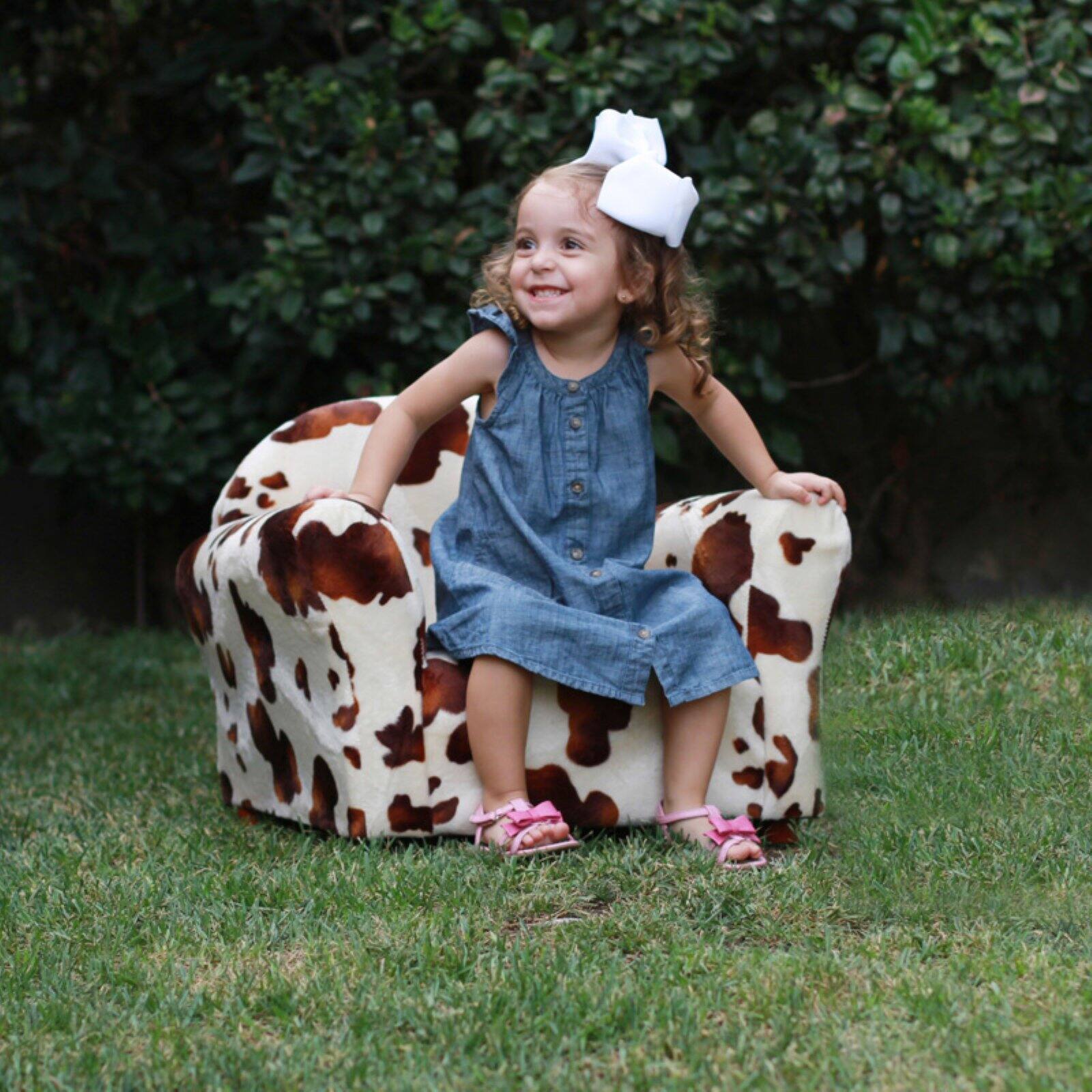 Keet Roundy Pony Print Faux Fur Kids Chair