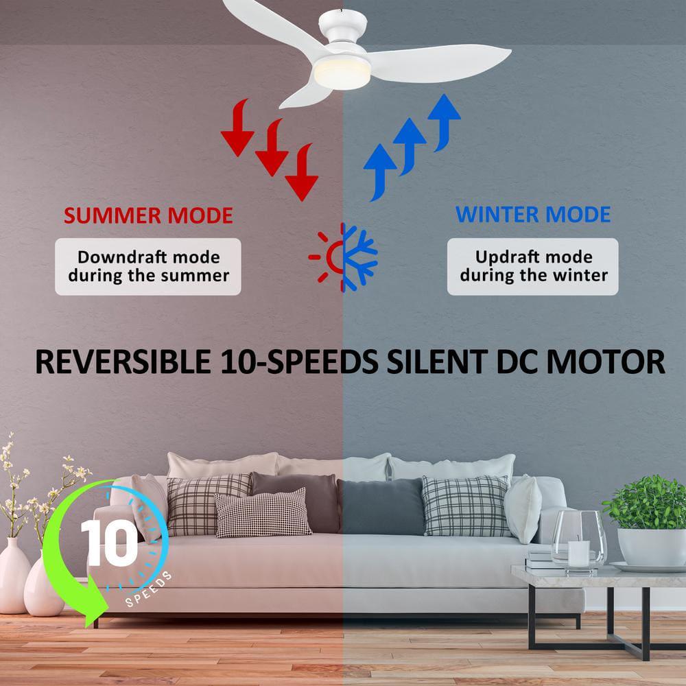 CARRO Daisy 45 in Dimmable LED IndoorOutdoor White Smart Ceiling Fan with Light and Remote Works with AlexaGoogle Home