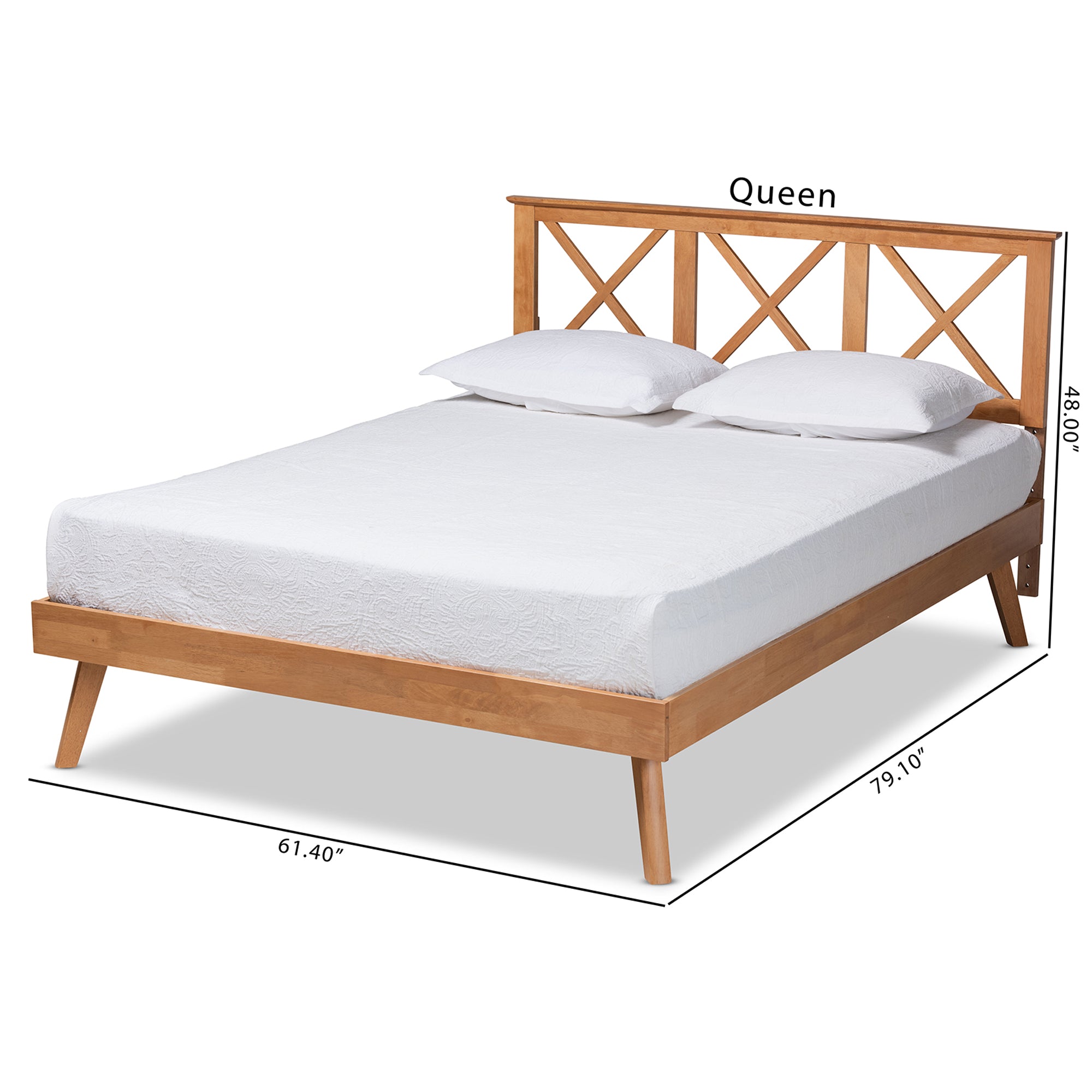 Baxton Studio Galvin Contemporary/Modern Rubberwood Adjustable Platform Bed, Full, Brown