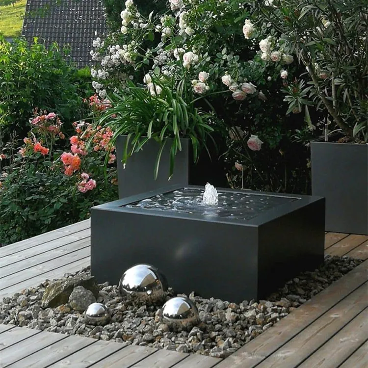 garden sculptures metal waterfall black steel water table square fountains outdoor indoor bubble  water features