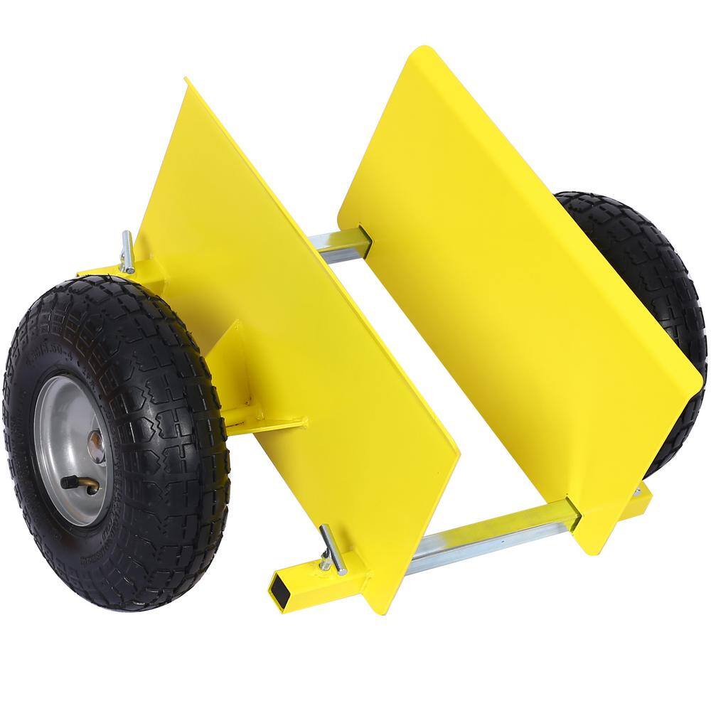 Tidoin 10 in. Yellow Lumber Transfer Panel Handbarrow Dolly with Pneumatic Wheels and 600 lb. Load Capacity GH-YDW4-168