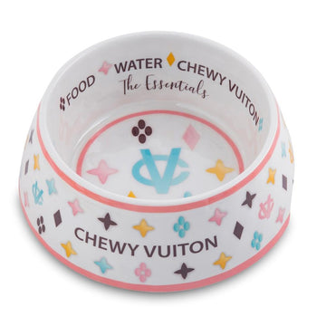 White Chewy Vuiton Paris Bowl andndash; Pet Empire and Supplies