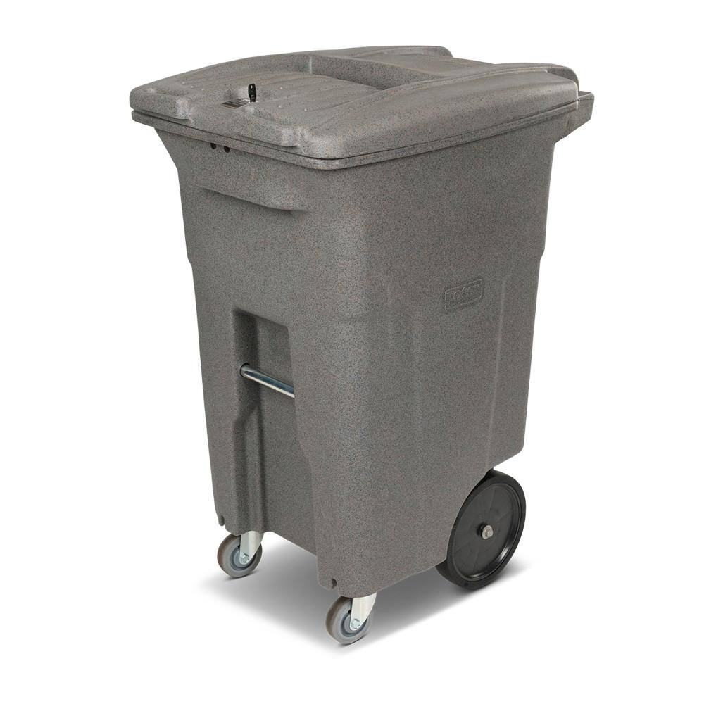 Toter 64 Gal. Graystone Document Trash Can with Wheels and Lid Lock (2 Caster Wheels 2 Stationary Wheels) CDC64-01GST