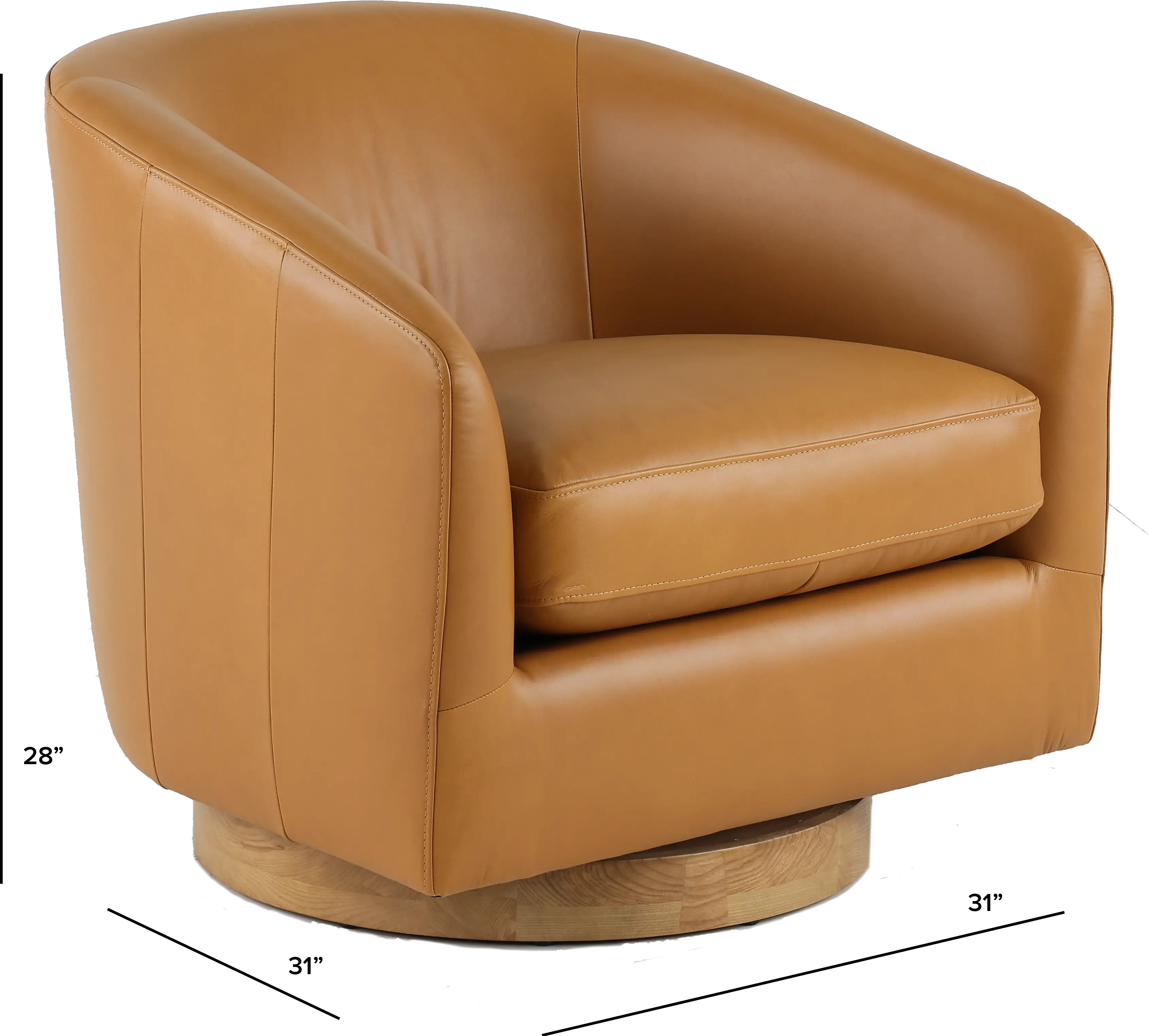 Kinsley Tan Leather Swivel Chair