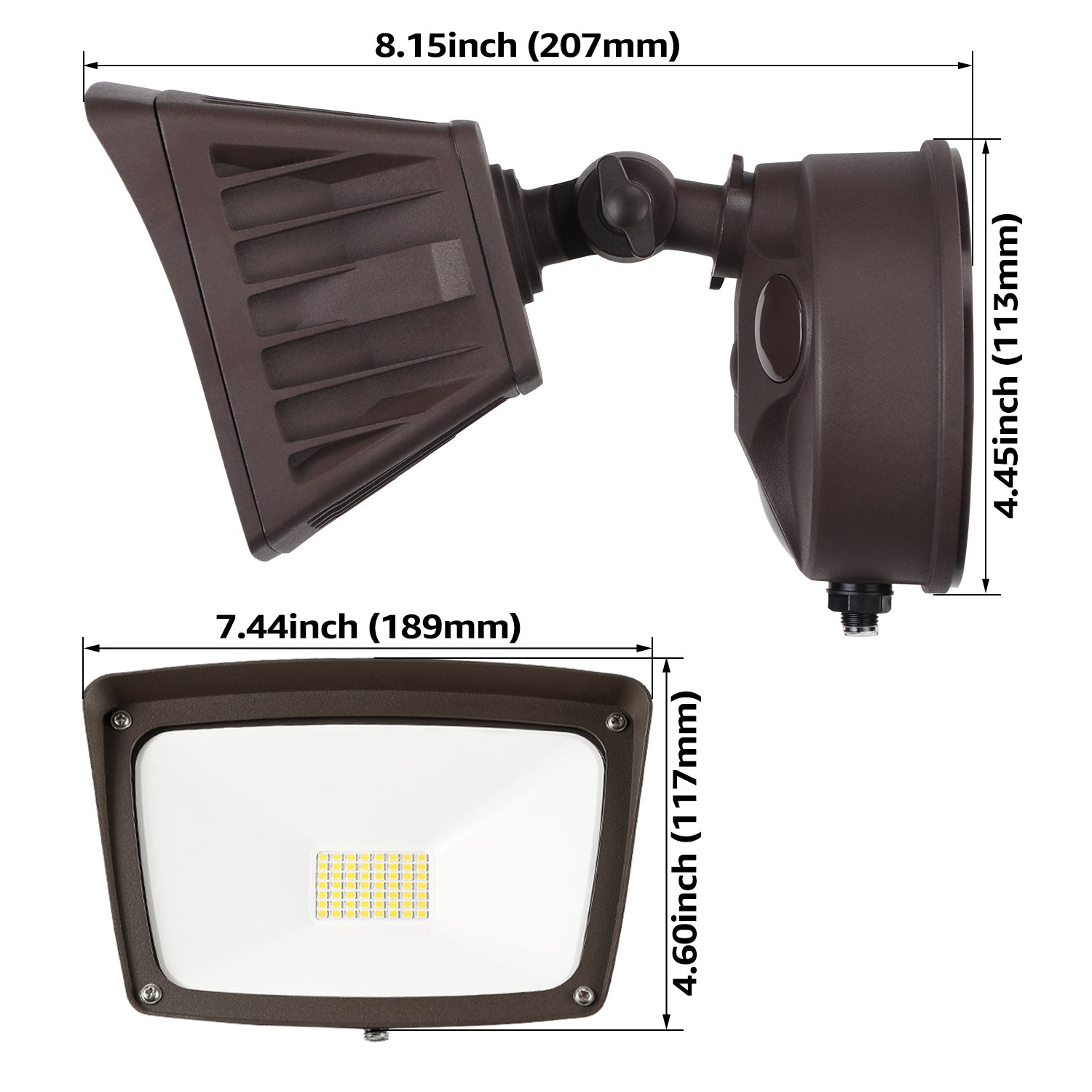 LEONLITE LED Floodlight Outdoor， Dusk to Dawn Waterproof Floodlight， Security Motion Sensor Wall Light， 5000K Daylight， Bronze