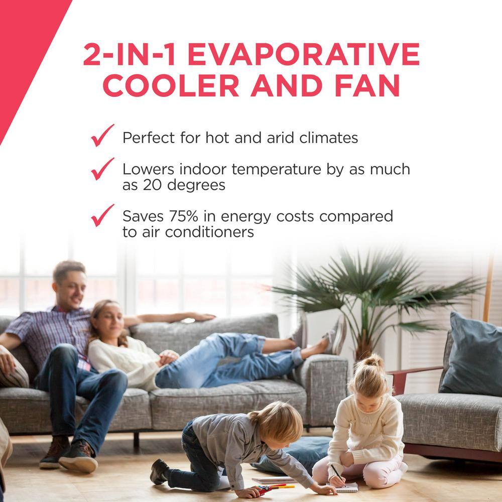 Frigidaire 250 CFM 3-Speed 2-In-1 Personal Evaporative Air Cooler (Swamp Cooler) with Removable Water Tank for 100 sq. ft. - White EC100WF