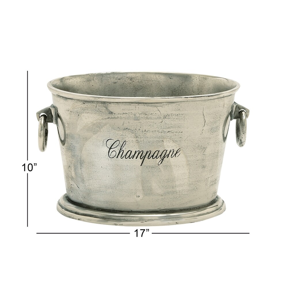Silver Aluminum Champagne Text Ice Bucket