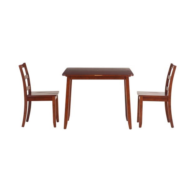 3pc Alberts Solid Wood Hidden Storage Folding Dining Set Rich Brown Espresso Finish Linon