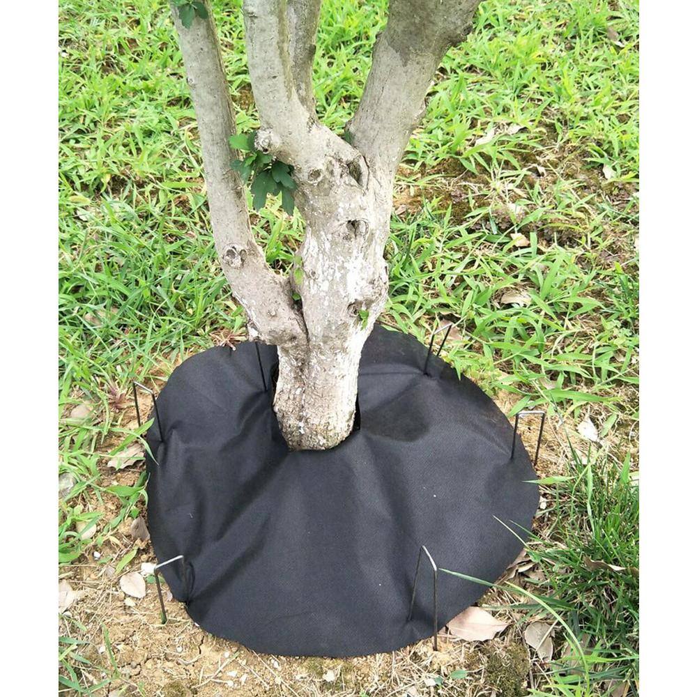 Agfabric Easy-Plant Weed Block Mulch Tree Mat Weed Barrier Mat Round Weed Barrier Fabric Garden Mat 3.oz. Dia 29 (20-Pack) RWB3002920PWP