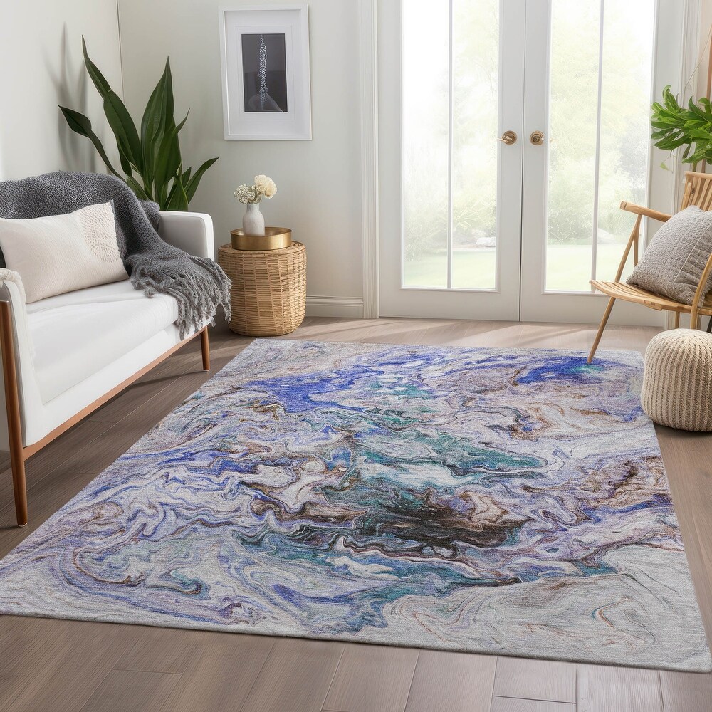 Machine Washable Indoor/ Outdoor Chantille Abstract Contempoary Rug