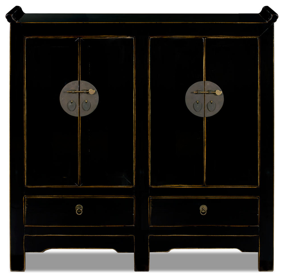 Distressed Black Elmwood Altar Style Ming Oriental Cabinet   Asian   Accent Chests And Cabinets   by China Furniture and Arts  Houzz