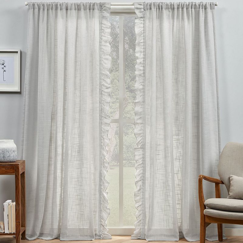 Exclusive Home 2-pack Jacinta Flippable Side Ruffle Sheer Rod Pocket Window Curtains