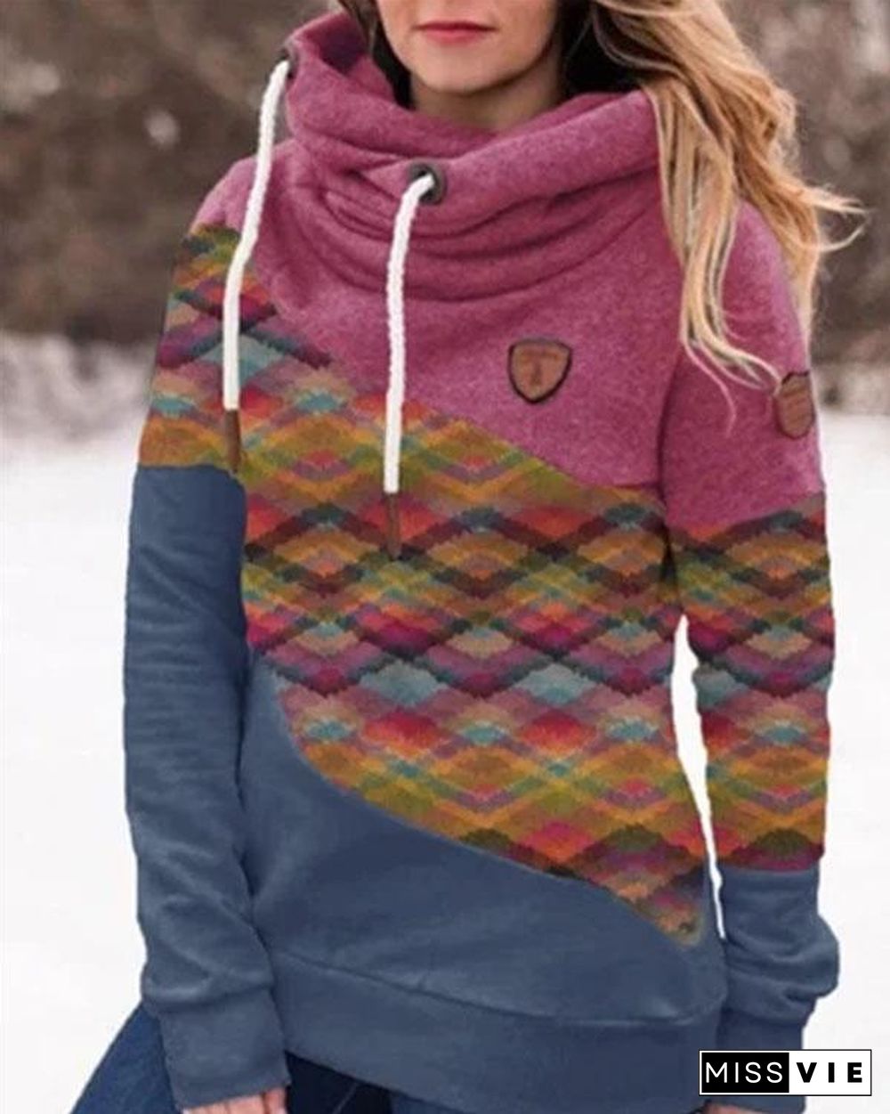 Color-block Cotton-blend Hoodie Sweatshirt