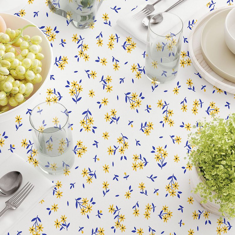 Square Tablecloth， 100% Polyester， 54x54， Daisy Allover Pattern