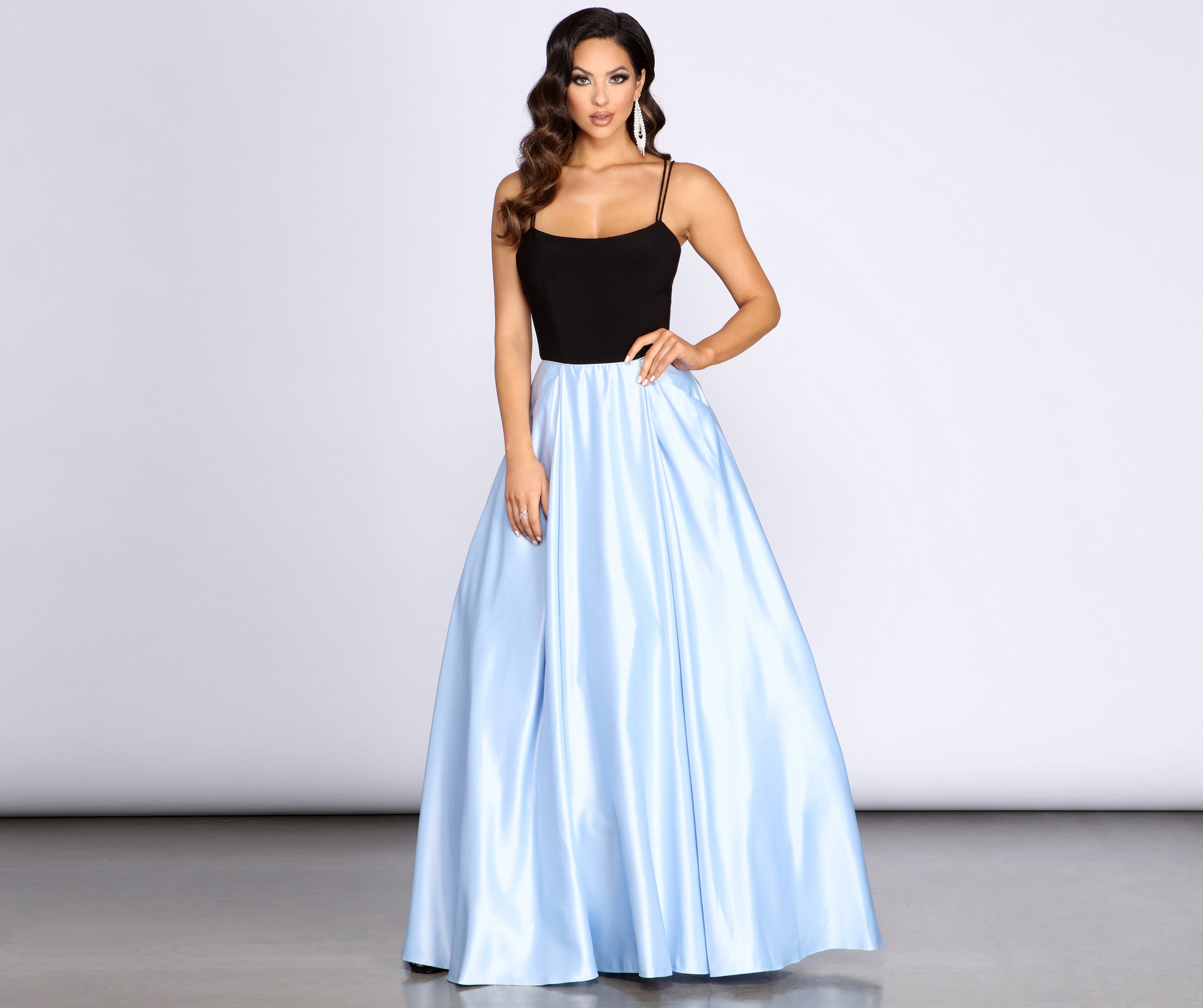 Bayley Cross Back Satin Ball Gown