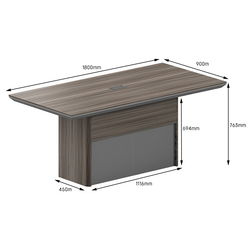 MADDOK Boardroom Table 1.8M - Chocolate & Charcoal Grey