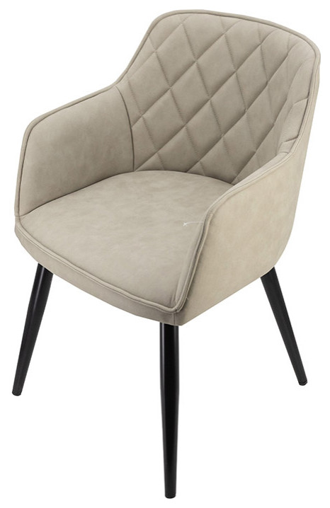 Quilted Back Dining Chair  Beige   Midcentury   Dining Chairs   by Lighting New York  Houzz