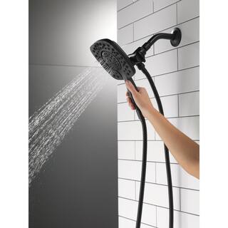 Delta In2ition 4-Spray Patterns 1.75 GPM 6 in. Wall Mount Dual Shower Heads in Matte Black 58498-BL