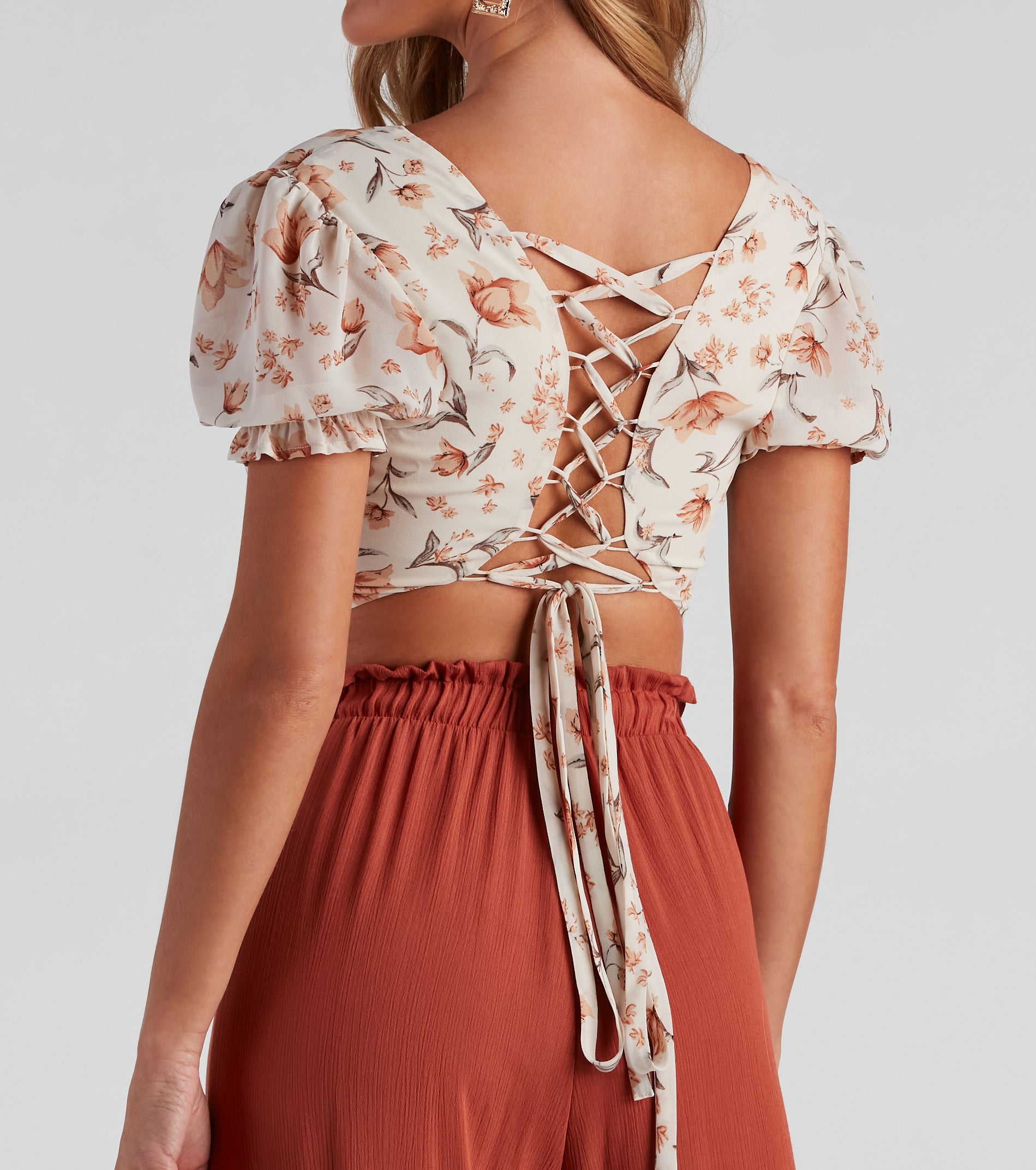 Effortless Floral Chiffon Crop Top