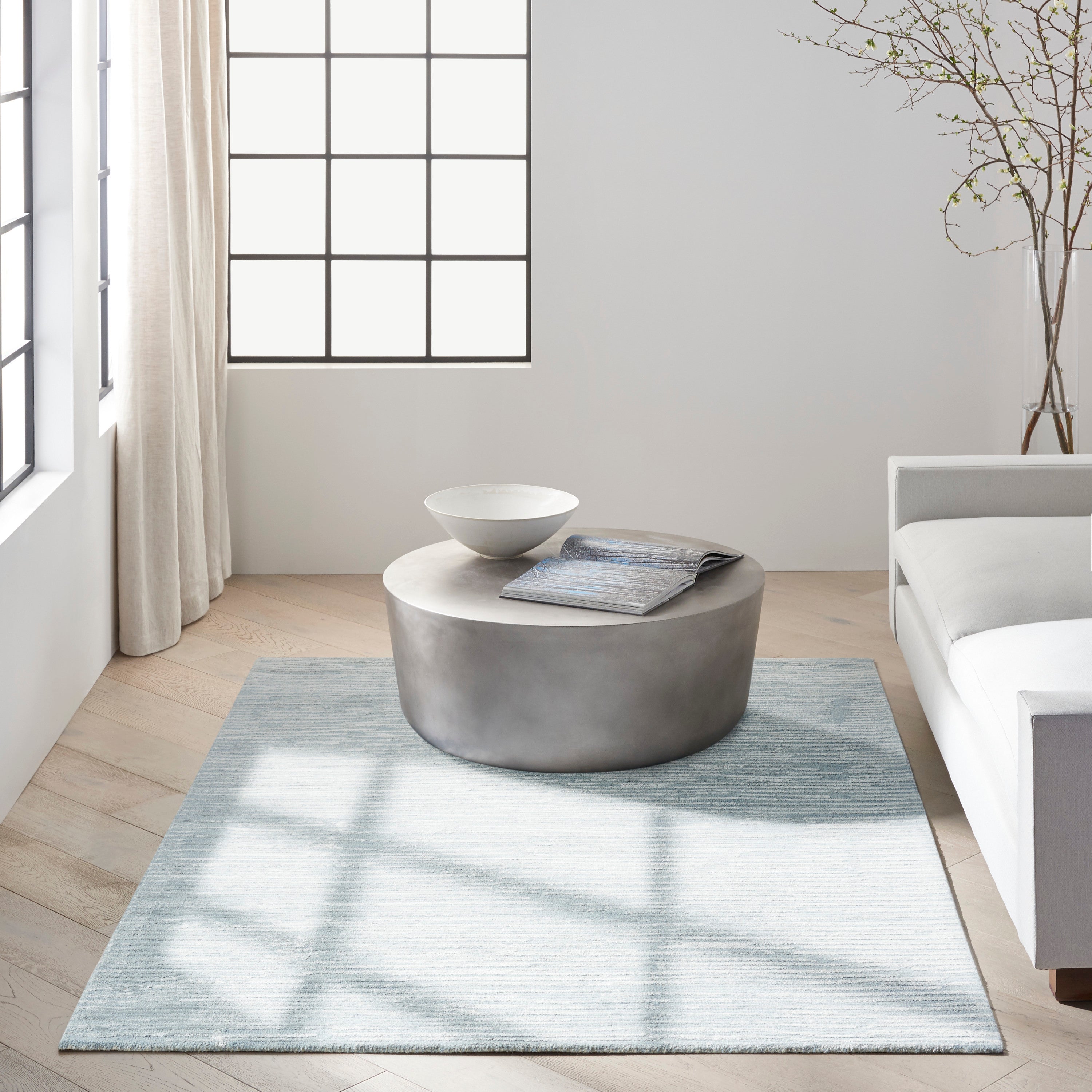 Linear Light Blue Rug