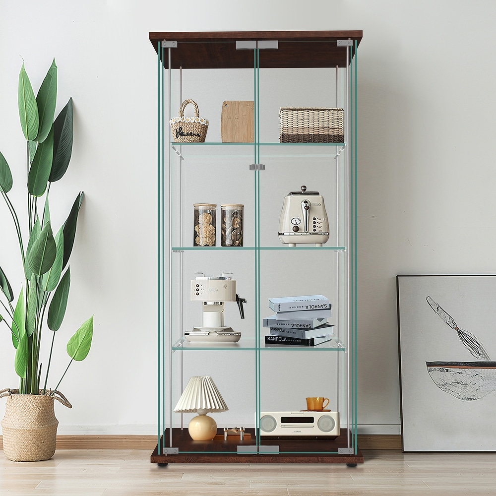 Tempered Glass Bookshelf Curio Display Cabinet