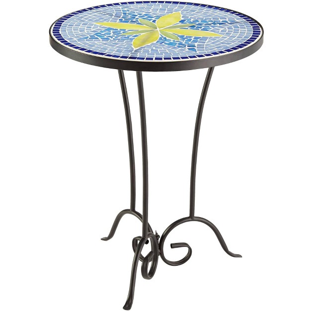 Wide Blue Yellow Mosaic Tabletop For Front Porch Patio Home House