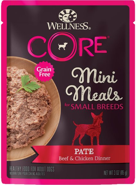 Wellness CORE Grain-Free Small Breed Mini Meals Beef and Chicken Pate Dog Food Pouches