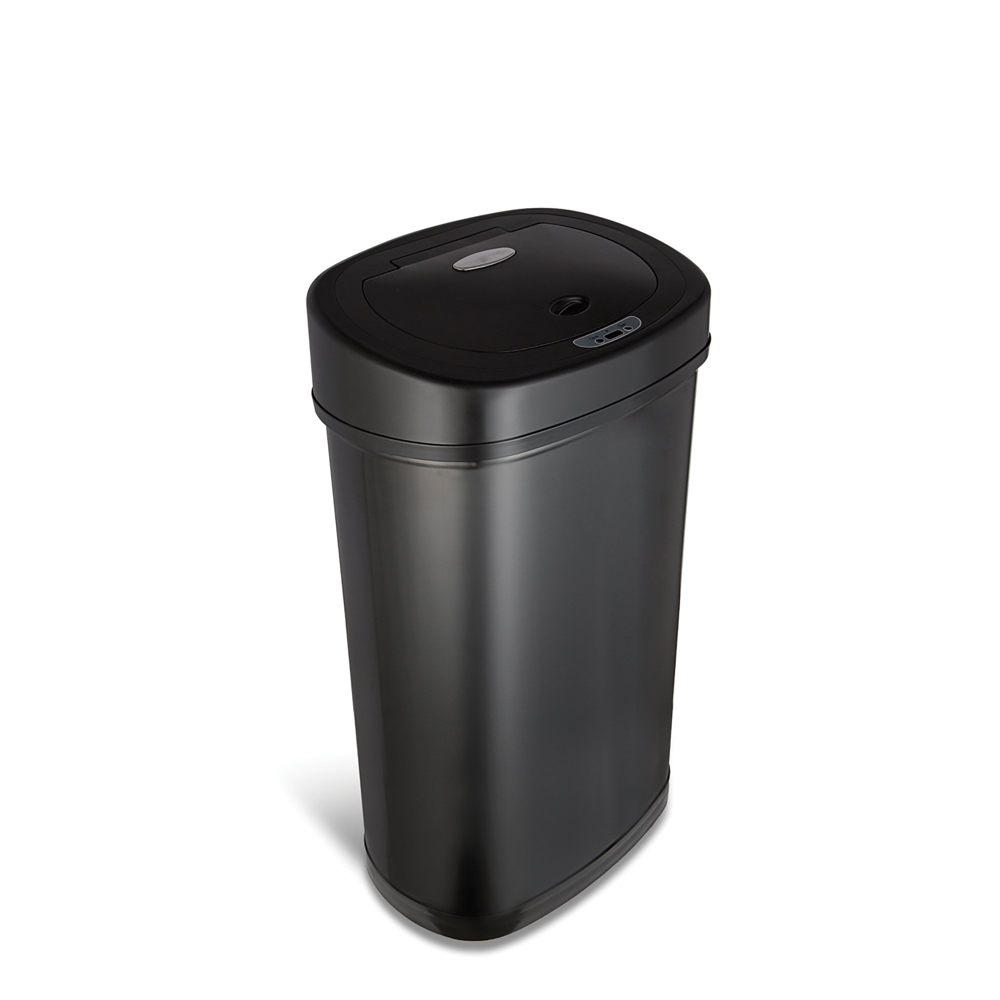 Nine Stars Motion Sensor Oval Kitchen Garbage Can， Fingerprint-Resistant Stainless Steel， 13.2 Gal， Matte Black