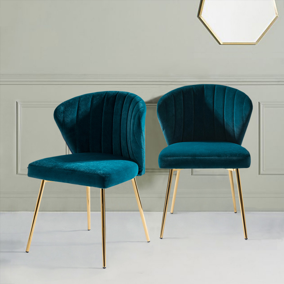 The Audrey Velvet Dining Chair  Set of 2   Midcentury   Dining Chairs   by Karat Home  Houzz