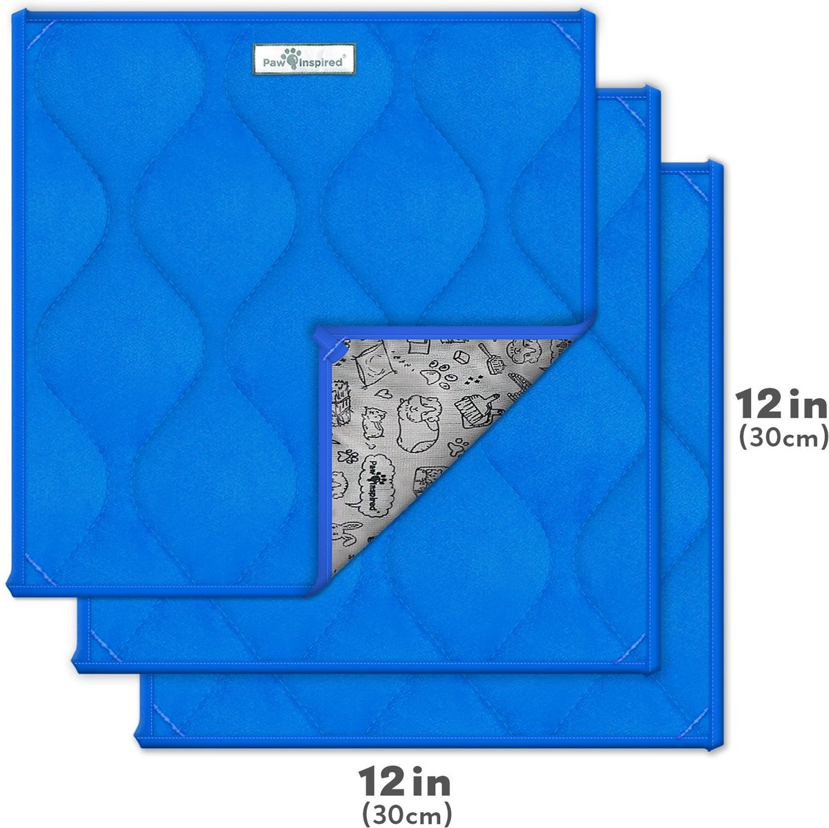 Paw Inspired Fleece Cage Liner Small Pet Pee Pads， 12x12-in， 3 count